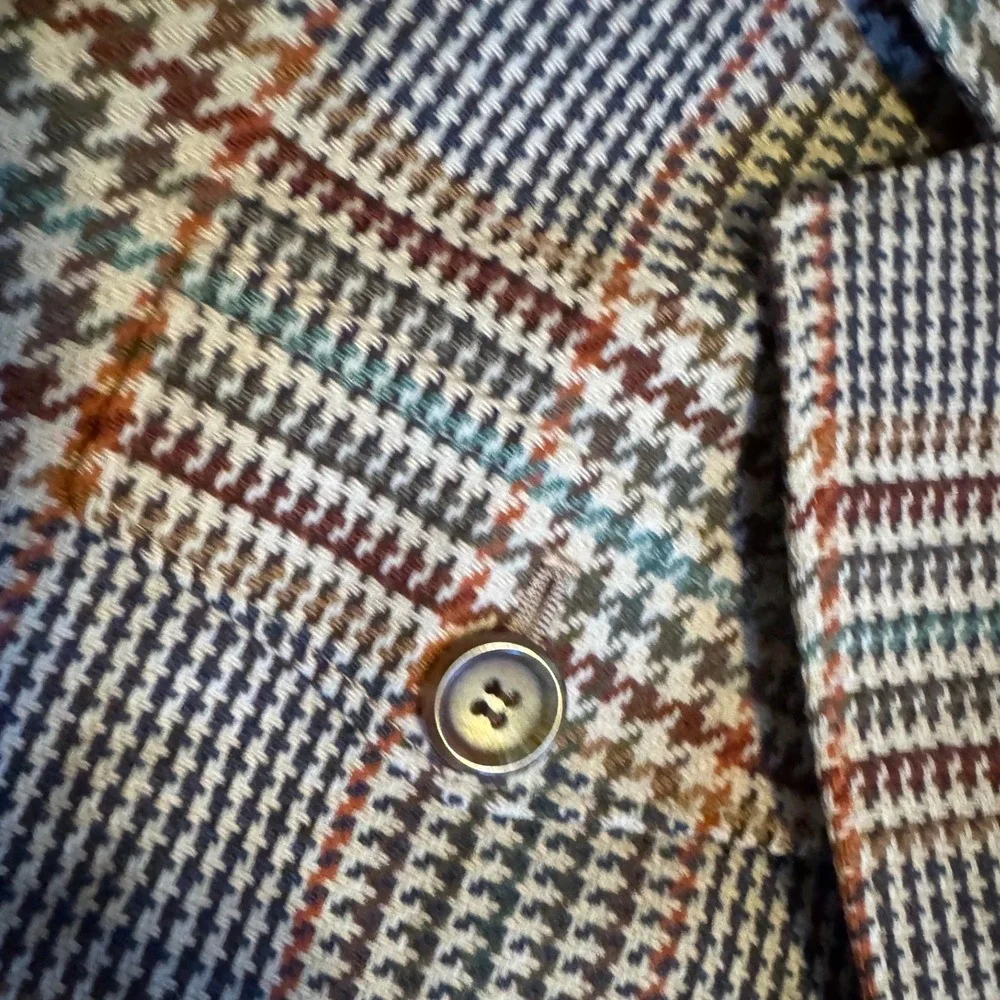 Pendleton‎ Women Houndstooth Brown Short Jacket 3 buttons 100% Virgin Wool